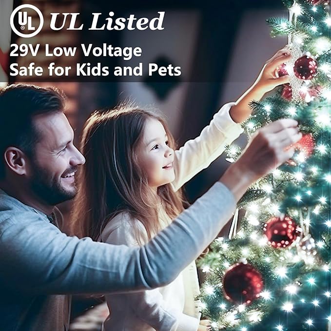 750 LED Christmas String Lights Outdoor 240FT Twinkle Fairy Lights with Timer &amp Memory 12 Modes Dimmable Waterproof Tree Light for House Patio Wedding Party Christmas Decororations Cool White