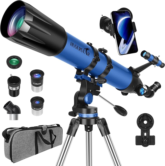 Telescope Telescope for Adults High Powered 90mm Aperture 800mm Professional Refractor Telescopes for Adults Astronomy Beginners with AZ Mount Stainless Tripod Carry Bag and Moon Filter
