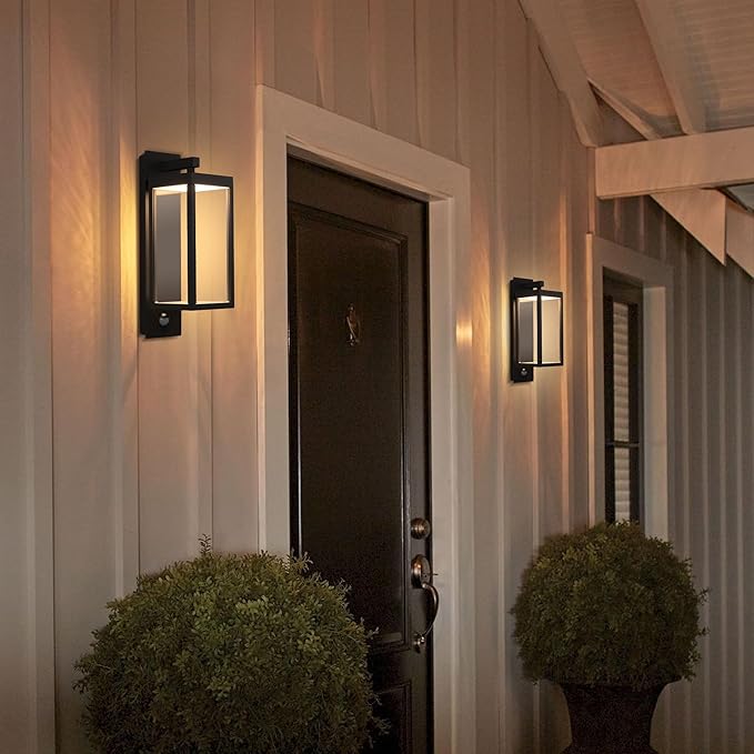Lustrlach 2 Pack Motion Sensor Outdoor Light Fixtures Wall MountExterior Wall Sconce Porch Light Garage Lights Waterproof Motion Lights for Outside Garden Front Door