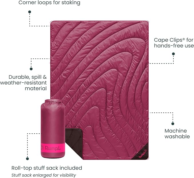 Rumpl Original Puffy Blanket - Warm Water-Resistant Camping Blanket with 100% Recycled Synthetic Insulation 52x75 Original Puffy V2 Cactus Flower