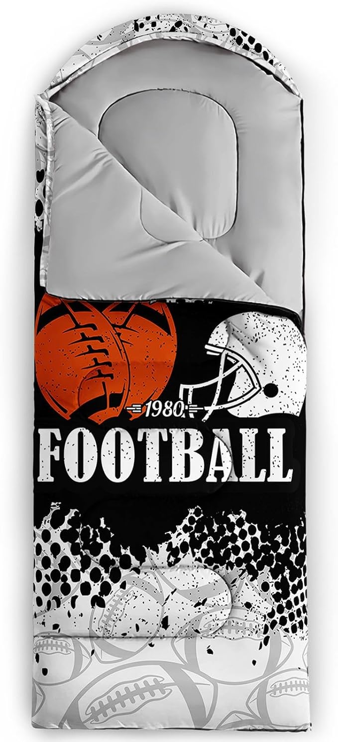 Kids Sleeping Bag for Boys GirlsBasketball Print-Lightweight Warm Portable Outdoor Indoor-Waterproof Cold Weather Resistant Sleeping Bag for Camping Hiking