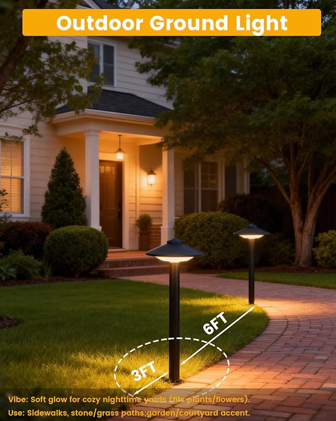Low Voltage Pathway Lights 1 Pack - 2.7W LED Landscape Lighting Die-Cast Aluminum Outdoor Path Lights with Patent Connector 5.9x5.9x13.7inch Wet Location Safe