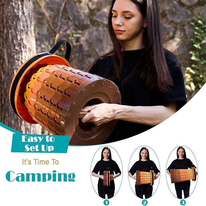 Upgraded Collapsible Stool with Cushion 1000 lbs Capacity &amp 19.7-in High Wider &amp Taller Heavy Duty Portable Telescoping Foldable Seat for Adults Camping Travel Music Festivals Outdoors
