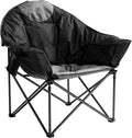 Oversized Camping Chair with Cup Holder &amp Carry Bag - 500lbs Heavy Duty Moon Saucer Chair for Outdoor Lawn Sports Patio - Padded Folding Sofa Chair Black &amp Gray
