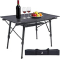 Portable Camping Table with Adjustable Hight Legs Lightweight Aluminum Folding Beach Table with Mesh NetCarrying Bag for Outdoor Cooking Picnic Beach Backyards BBQ and Party