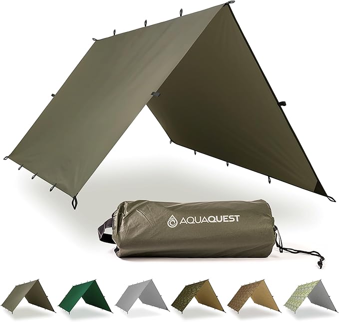 AquaQuest Safari Tarp – Lightweight Waterproof (5000mm) Seam-Taped Ripstop Rain Fly for Backpacking Thru-Hiking &amp Hammock Camping