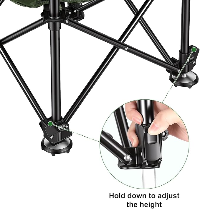 Folding Fishing Chair with Complete Accessories Portable Camping Chair for Outdoor Fishing 220LBS Load-Bearing Non-Slip All-Terrain Design with Storage Bags Carbon Steel Fishing Chair