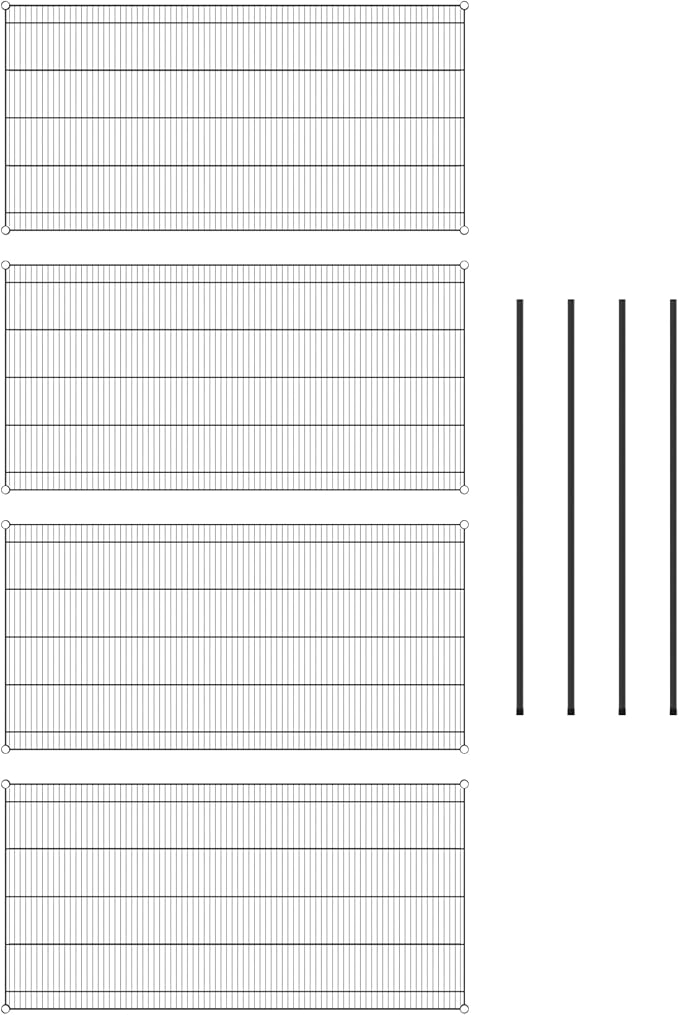 Commercial NSF Listed Black Epoxy Stationary Wire Shelving Kit 36 x 72 x 64 with 4 Shelves Perfect for Warehouse Walk-in Refrigerator Freezer Grocery Store Restaurant Dishroom