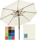 EliteShade USA 10-Year-Non-Fading Solar 9ft Market Umbrella with 80 LED Lights Patio Umbrellas Outdoor Table Umbrella with Ventilation Natural