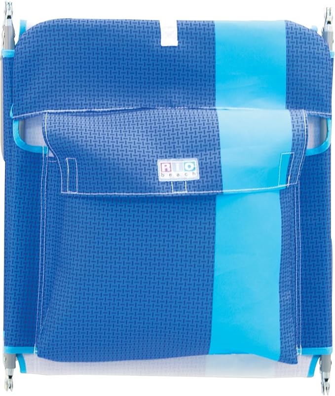 Rio Beach Portable Lay Flat Folding Backpack Beach Lounge Chair with Backpack Straps and Storage Pouch Blue Stripe