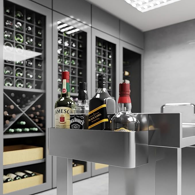 AmGood 15 in. Single Tier Stainless Steel Speed Rail Rack for Commercial Bars NSF