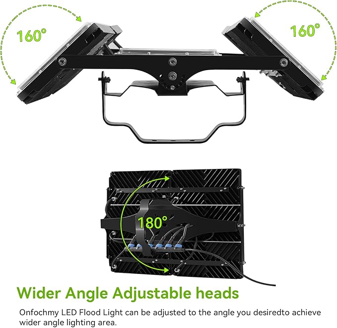 600W Flood Light Outdoor 80000lm 6000K Daylight IP66 WaterproofUL Approved Plug  Commercial Parking Lot Light6 Adjustable Heads for YardStadium Floodlight Bright Security Lights for Outdoor Area