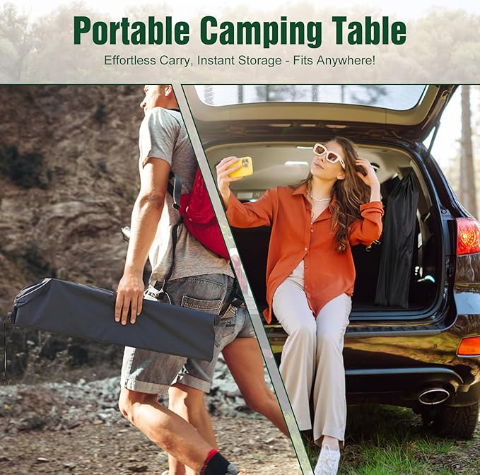 Portable Camping Table Camping Table Foldable with Basket Storage and Carrying Bag Ultralight Aluminum Alloy Beach Table for Camping Picnic BBQ Beach Party