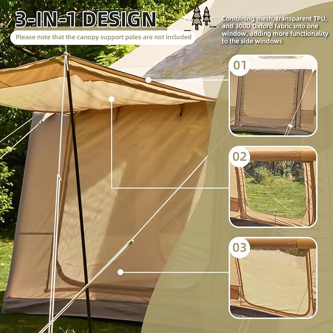 YOLENY 2-4 Person Inflatable Tents for Camping Quick Setup in 2 Minutes with Hand Pump 4-Season Waterproof Windproof Oxford Blow Up Tent