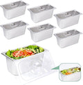 6 Pack Stainless Steam Hotel Pan with Lid 1/3 Size x 6 Inch Deep Table Steam Pan Restaurant Supplies Reusable Anti Rust Catering Storage for Home BuffetParty Restaurant Hotel