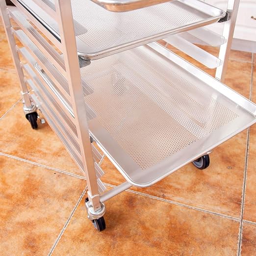 Giantex 20-Tier Kitchen Bun Pan Sheet Rack Aluminum Bakery Rack Home Commercial Kitchen Bakery Cooling Racks w/Wheels 2 Lockable &amp Open Shelf