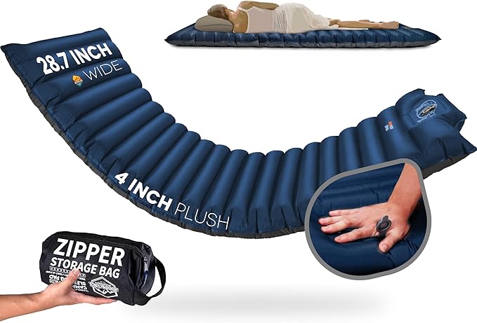 ZOOOBELIVES Extra Thickness | Wide Plus Sleeping Pad with Built-in Pump Inflatable Camping Mattress of Ultimate Comfort for Car Camping Tent and Backpacking Lightweight &amp Compact – Airlive2000