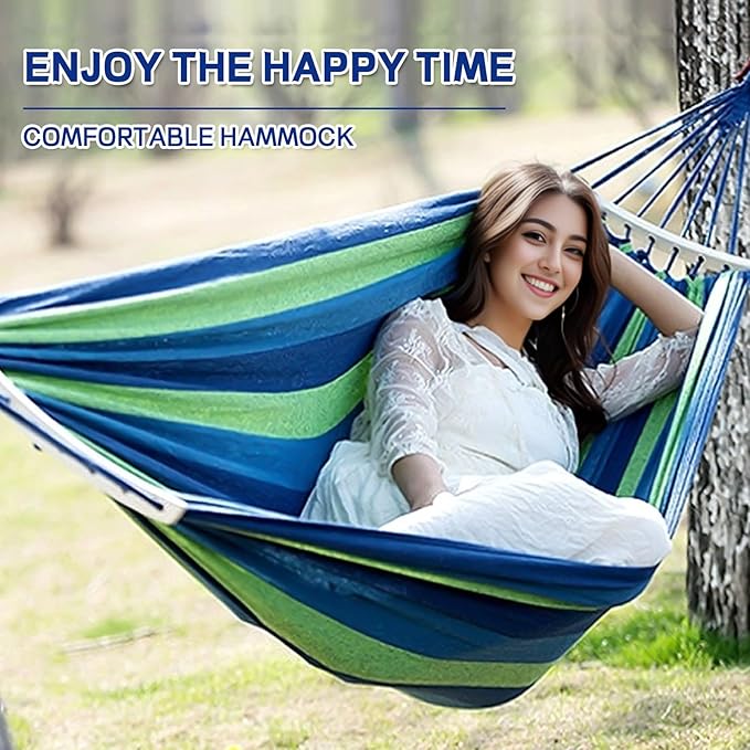 Durable Hammocks 660 Lbs Capacity Camping Essentials Hiking Gear Accessories Max 2 X Tree Straps &amp Carabiners &amp Duckbilled Buckle &amp Thicker Rope &amp Portable Carrying Bag Included (Blue
