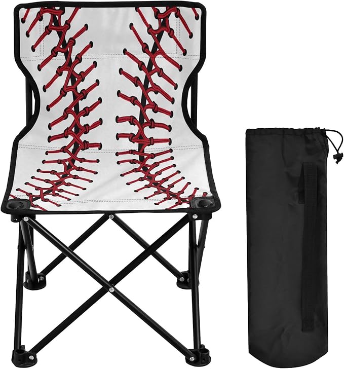 Baseball Texture Camping Chair Lightweight Portable Folding Chair Beach Chair with Carry Bag for Outdoor Adventures Patio and Picnics