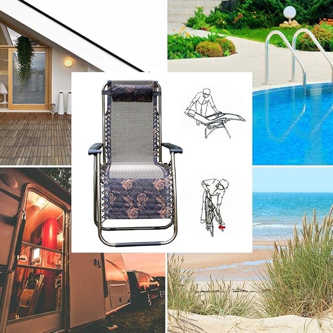 Adjustable Folding Chair Recliner Reclining Sun Loungers Chairs Heavy Duty Sun Lounger Recliner Chairs Office Lunch Break Chair Reclining Camping Chairs for Outdoor Patio Camping Beach Deck Beaut