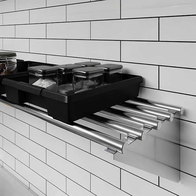AmGood 14 in. x 60 in. NSF Stainless Steel Tubular Wall Shelf | Heavy-Duty Metal Shelving for Appliances &amp Equipment | Ideal for Kitchen Restaurant Garage Laundry Utility Room