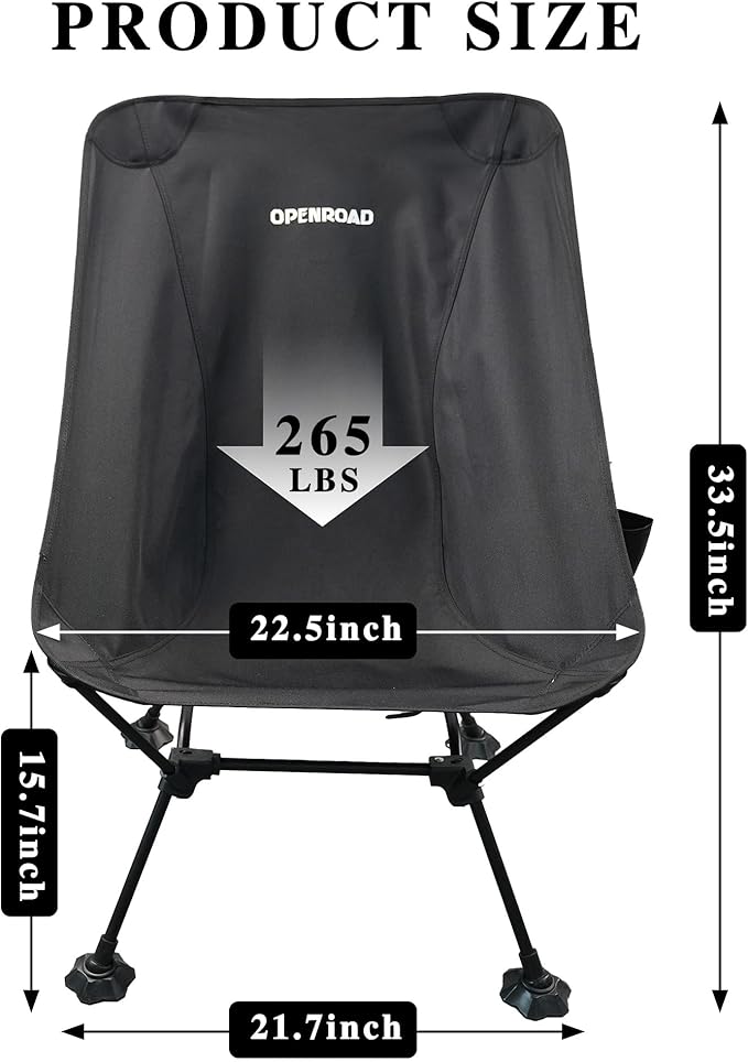 OPENROAD Lightweight Compact Portable Camping Chair Ultralight Folding ChairBeach ChairLawn Backpacking Chair for Hiking and Fishing with Anti-Sinking Large Feet and Carry Bag