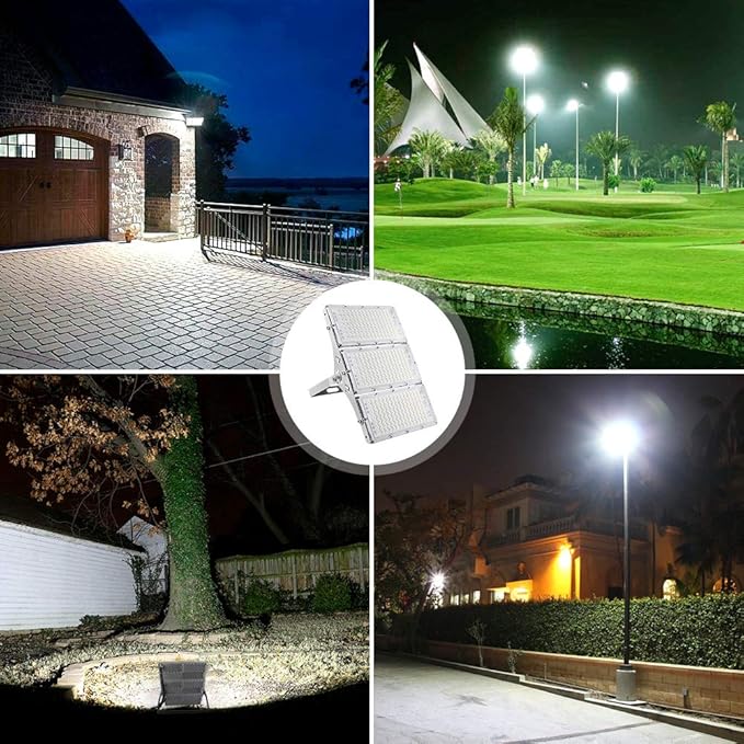 CHARON 300W LED Flood Light 24000LM Super Bright Outdoor Security Lights with Wider Lighting Angle 6000K Daylight White IP66 Waterproof Outdoor Lighting for Garage Garden Lawn Yard Parking Lot