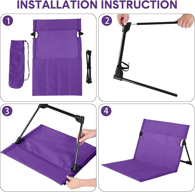 Jetec Foldable Floor Backrest Chair Portable Camping Chair with Storage Bag Light Weight Lazy Seat for Indoor Outdoor Bed Ground Park Lawn Concerts Beach Hiking