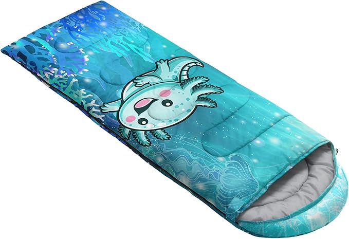 AILONEN Pink Flamingo Sleeping Bag for Kids GirlsWarm and Cool WeatherLightweightWaterproof BackpackingTropical Flamingo Theme Palm Leaves Sleeping Bag for Camping
