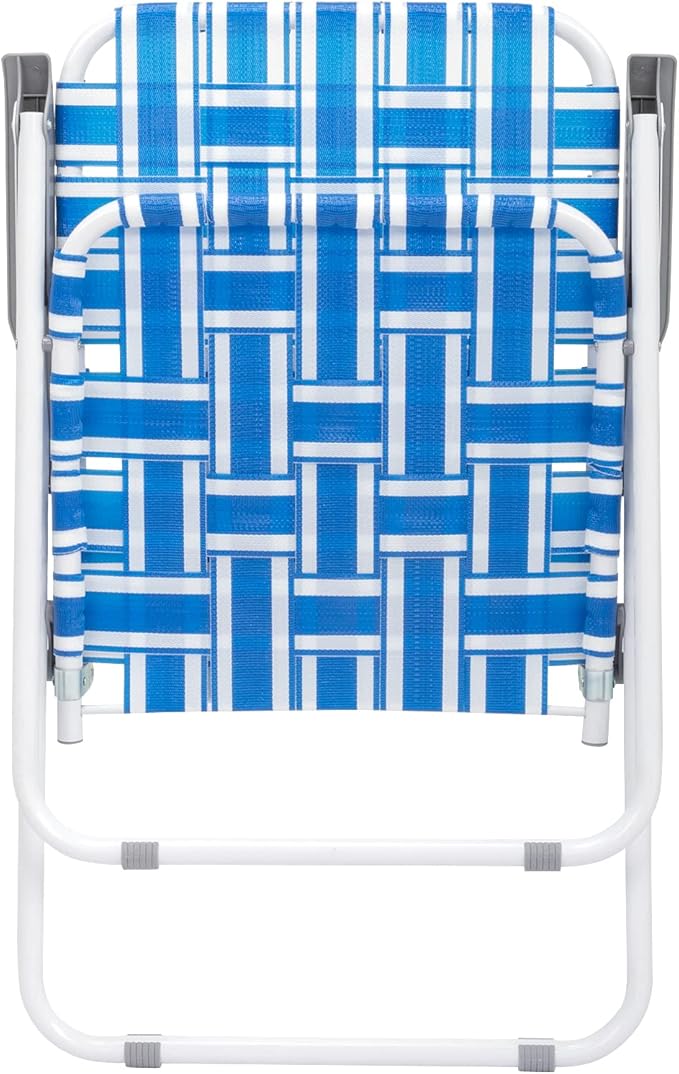 Set of 2 Classic Outdoor Camping ChairsPatio Folding Lawn ChairOutdoor Beach Portable Folding Camping Chair for Garden Pool Beach Backyard (Blue&amp White Strip)