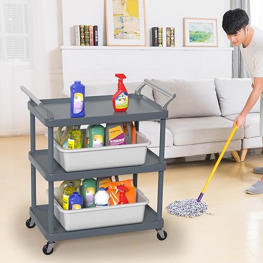 24 L Commercial Bus Tub Plastic Bus Tubs 6 Packs Light Gray