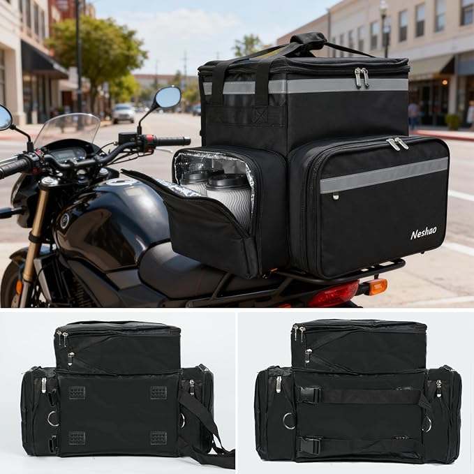 Food Delivery Backpack with 4 Expandable Cup HoldersInsulated Food Delivery Bags for Takeout Bike Expandable Large Pizza Takeout Bag for Hot/Cold Fits for Uber EatCamping (thickened oxford fabric)