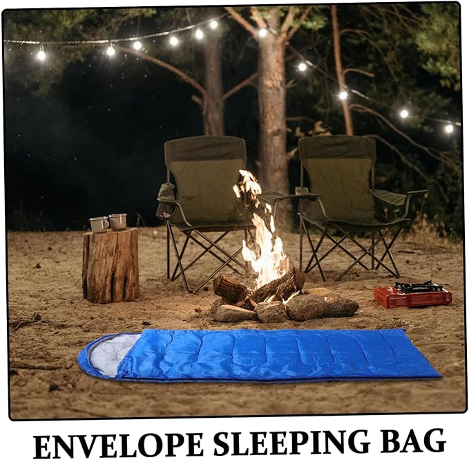 Outdoor for Adults Lightweight Warm Camping Bag with Hollow Cotton Filling Polyester for Backpacking Hiking and Outdoor Blue Envelope Design