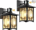 2 Pack Motion Sensor Outdoor Wall Lights Dusk to Dawn Lighting Led Exterior Light Fixture Aluminum Lantern for Front Porch Waterproof Black Outdoor Wall Sconce for House Garage Patio