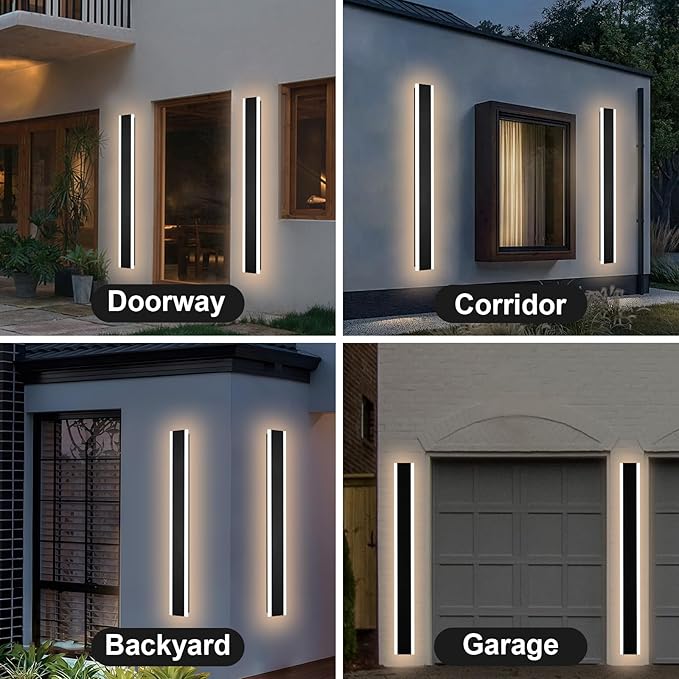 48-Inch Long Linear Outdoor LED Wall Sconce IP65 Waterproof Wall Lamp Entrance Lighting with Build-in Integrated LED &amp 5 Color Dimmable (3000K/3500K/4500K/5000K/6000K)