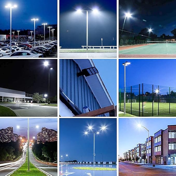 LEDMO Double Bullhorn Bracket LED Parking Lot Light 180 Degree Mounting Bracket Round Pole Double L Mounts Tenons for 2 Pack Dusk to Dawn Outdoor LED Shoebox Area Light Street Lighting Stadium fixture