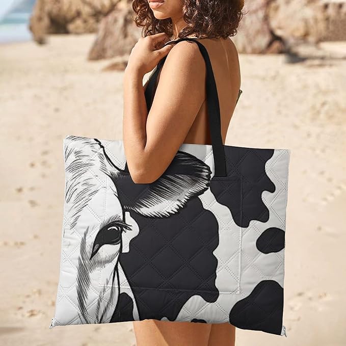 Zipper Black and White Cow Style Picnic Mat Suitable for Travel Camping Park Or Home Use