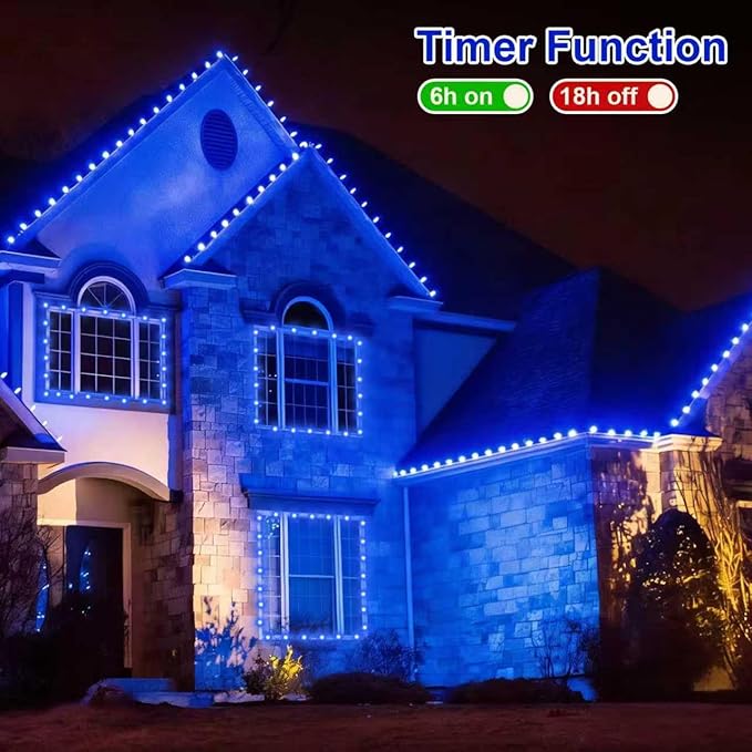 QITONG 165ft 500LED Blue Christmas Lights String Lights Outdoor Waterproof Plug in Green Wire Twinkle Tree Lights with 8 Modes