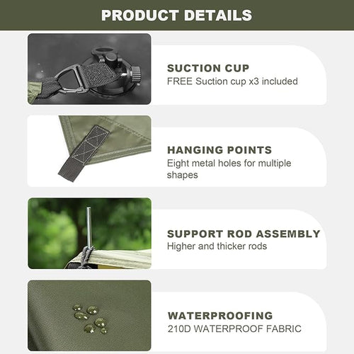 10 x 6.6ft Car Awning for SUV Van Needn't Roof Rack Hardwares Car Awning Waterproof UV50+