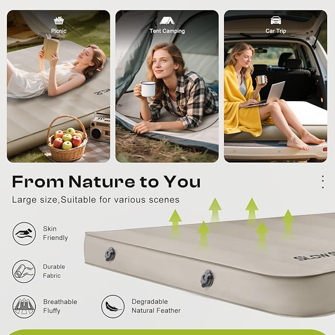 Self-Inflating Sleeping Pad with Portable Electric Air Pump 4in Thick Memory Foam Camping Mattress for Tent Cot &amp Car Travel Fast Inflate &amp Deflate Camping Pad