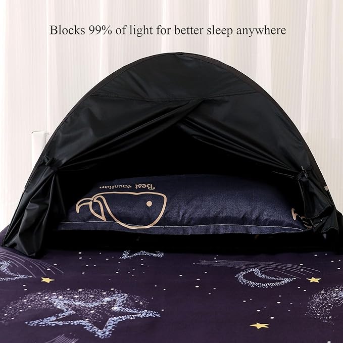 Sleep Bed Tent Light-Blocking Privacy Tent Blackout Canopy to Improve Sleep Anytime Anywhere. Perfect for Nightshift Dorms Travel Naps and Relaxation