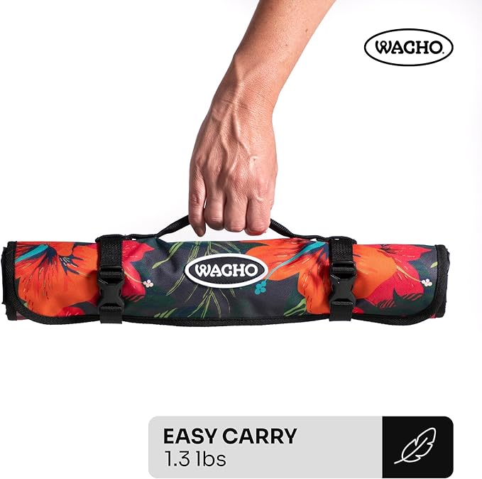 Wacho Waterproof Picnic Blanket – Large Sandproof Outdoor Mat with Carry Bag for Beach Camping Park &amp Travel Foldable Lightweight Easy to Clean &amp Portable Ground Cover for Families–Hibiscu
