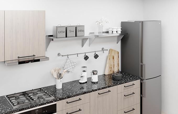AmGood 12 x 30 Stainless Steel Wall Shelf | Appliance &amp Equipment Metal Shelving | Kitchen Restaurant Garage Laundry Utility Room | Heavy Duty | Squared Edge | NSF Certified