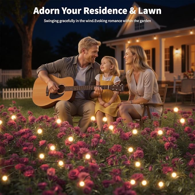 Outdoor Solar Lights Waterproof (8 Pack 80 LED) Fairy Garden Decor Fairy Tale Courtyard Decor Firefly Lights Solar Garden Lights Solar Landscape Lights Gifts for Women Who Have Everything