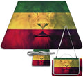 Jamaican Flag Rasta Lion Waterproof Outdoor Picnic Blanket Sandproof Beach Mat for Camping Hiking Grass Travelling