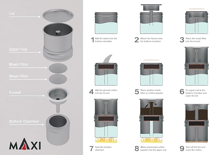 Maxi 14oz Titanium Moka Pot – Stovetop Espresso-Style Coffee Maker for Camping &amp Backpacking