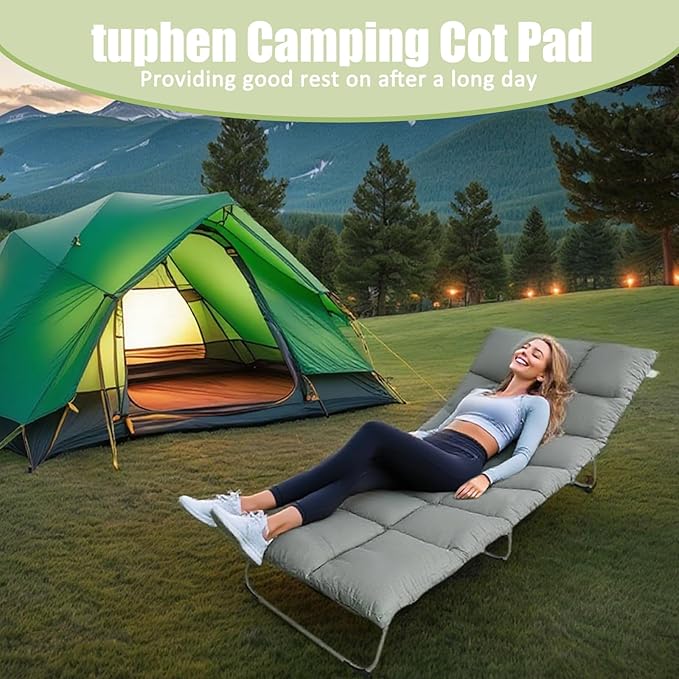 Tuphen Cot Mattress Pad-Cot Pads for Camping Cot Mattress Topper Camping Mattress Sleeping Pad 75x30 Soft Lightweight Quilted Pads for Camp Cot/RV Bunk/Narrow Twin Beds