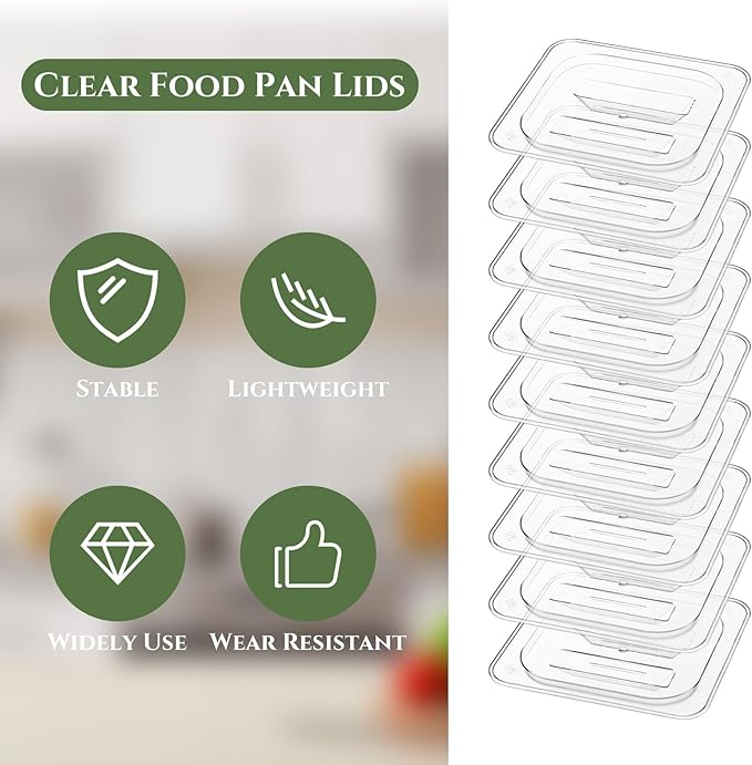 Hoolerry 36 Pcs Food Pan Lid with Handle Polycarbonate 1/6 Size Hotel Pan Cover Clear Lid for Restaurant Commercial Food Container and Storage