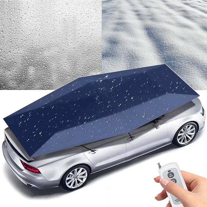 Movable Carport Fully-Automatic Car Tent Cover - Remote Control Portable Sunshade Umbrella for Outdoor Car Protection