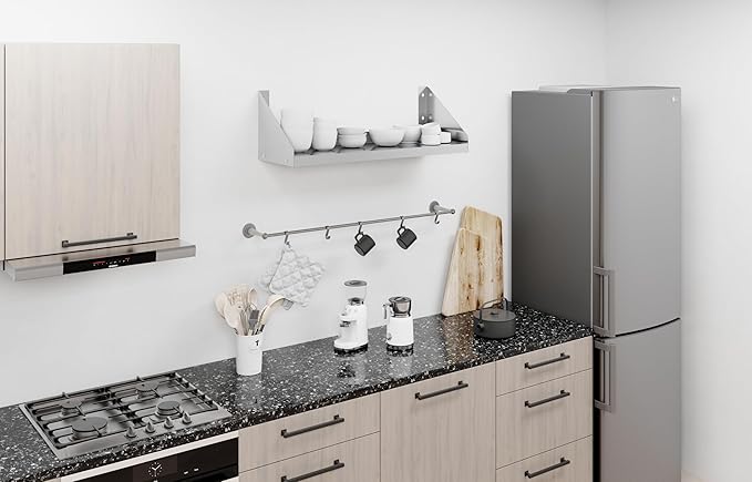 AmGood Stainless Steel Wall Shelf with Side Guards (36 Long x 12 Deep)